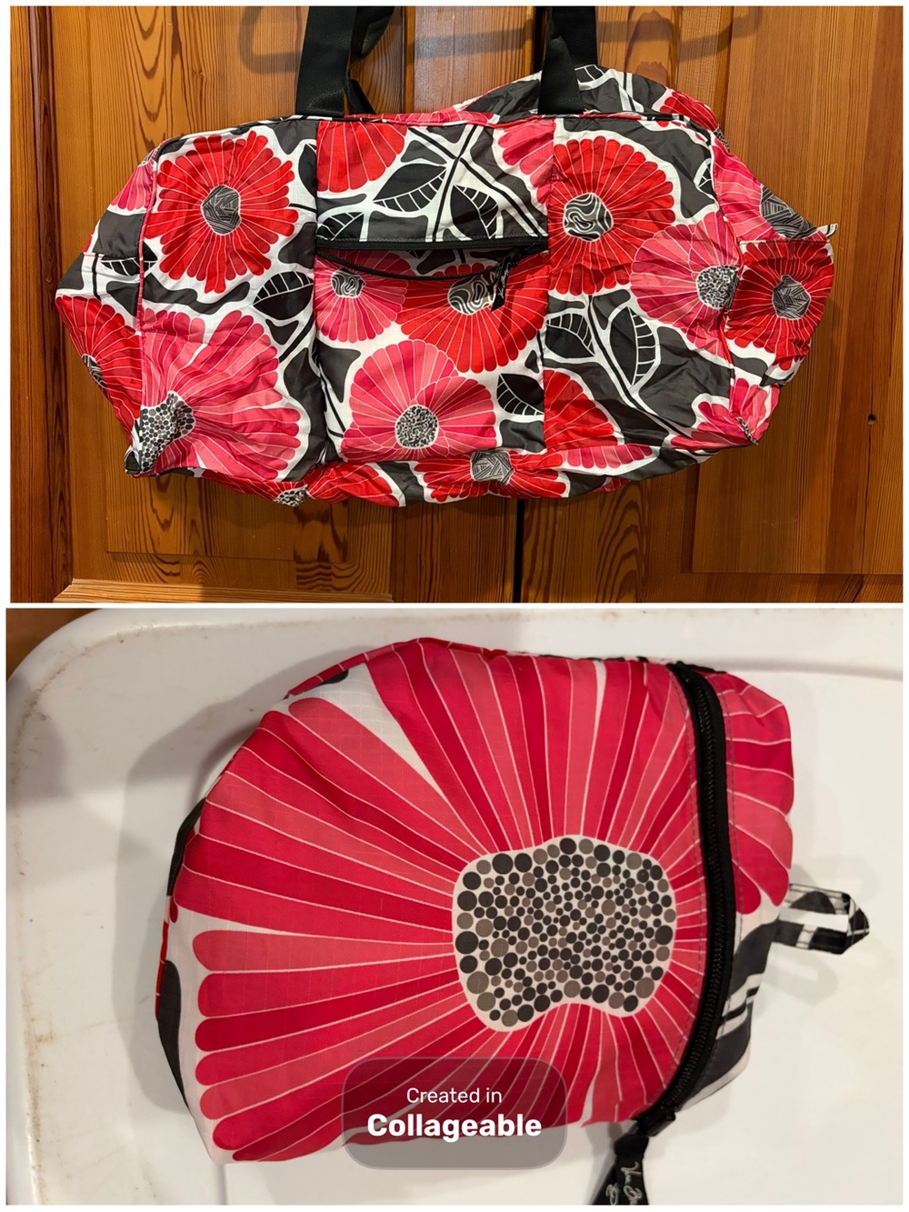 Vera Bradley Red Floral Travel Duffel